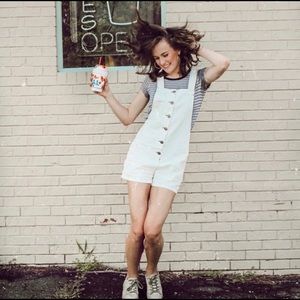 White Shorts Overalls